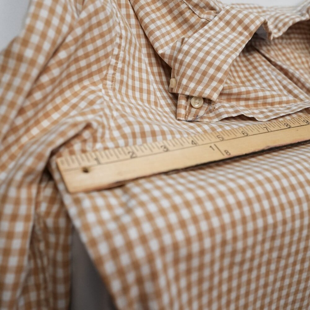 Tommy Hilfiger Men’s XL Classic Fit Gingham Button Down Tan White - Picture 8 of 11